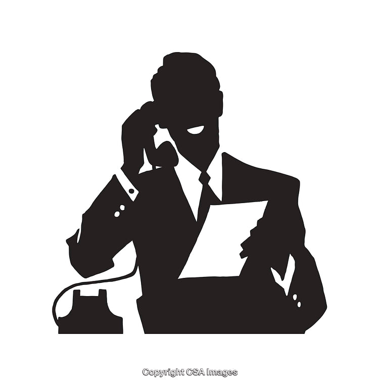 Silhouette of a Professional Man on a Phone and Holding Documents
