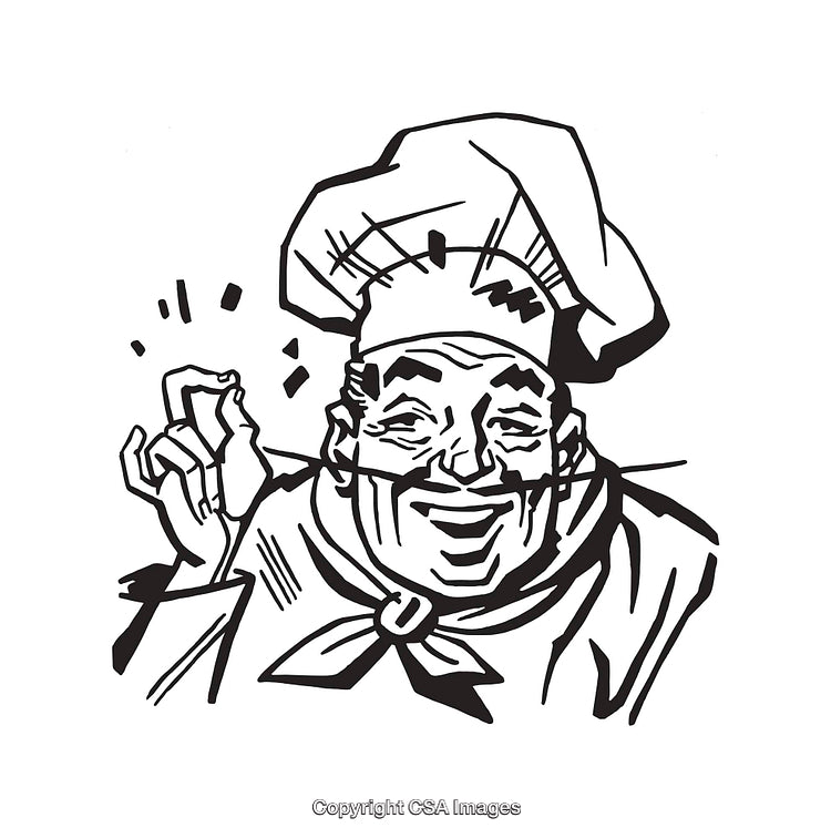 Vintage Line Art of Chef Making Perfect Gesture with Joyful Expression