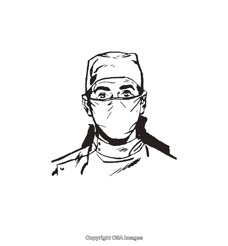 Illustration of a Medical Professional in Protective Gear and Mask