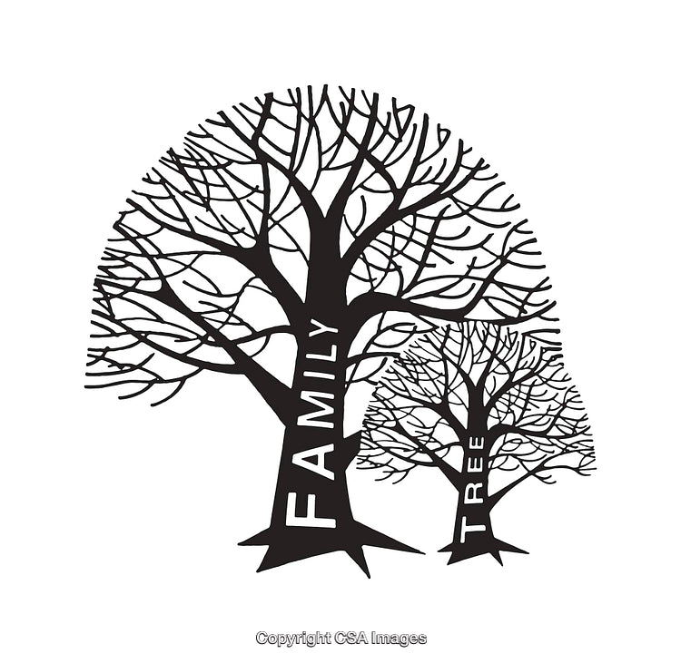 Black and White Line Art Family Tree Illustration Symbolizing Connection