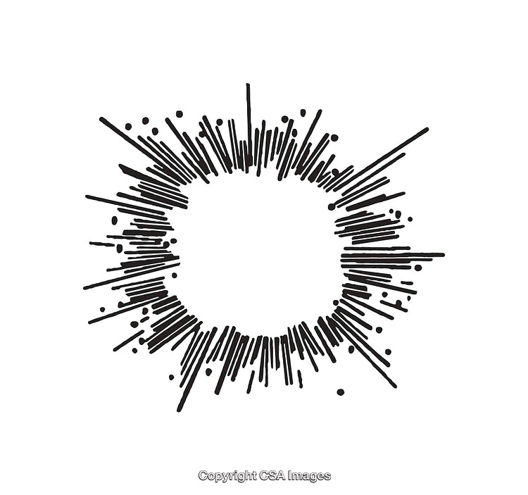 Abstract Line Art Burst Radiating Symmetrical Circular Design