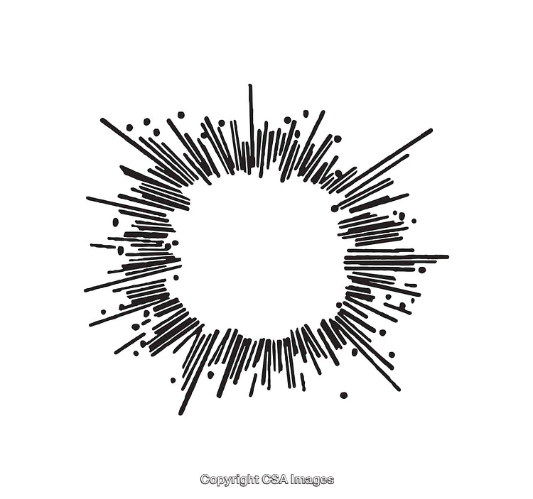 Abstract Line Art Burst Radiating Symmetrical Circular Design