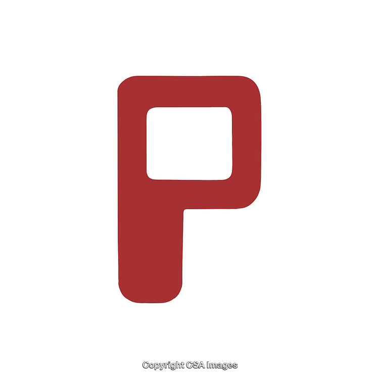 Stylized Red Letter P Symbol on White Background