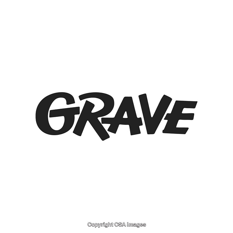 Grave Word in Bold Black Stylized Font on White Background