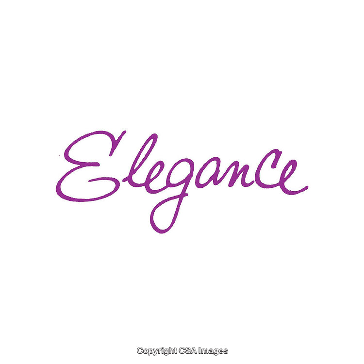 Elegant Purple Script Word 'Elegance' on a Clean White Background