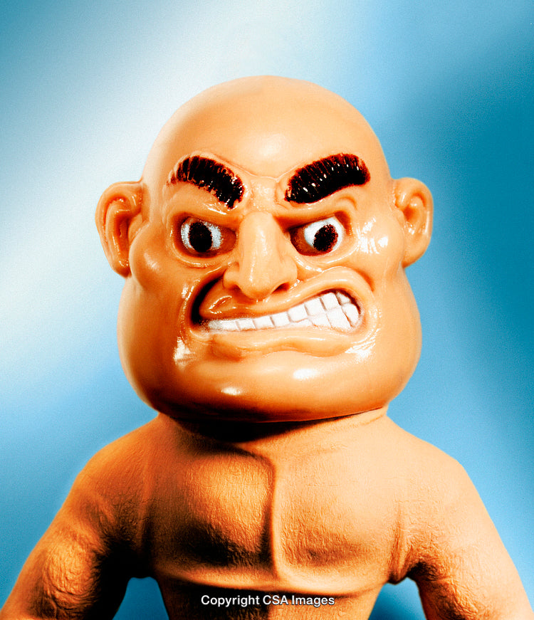 Close-Up Portrait of a Toy Figurine with Intense Expression