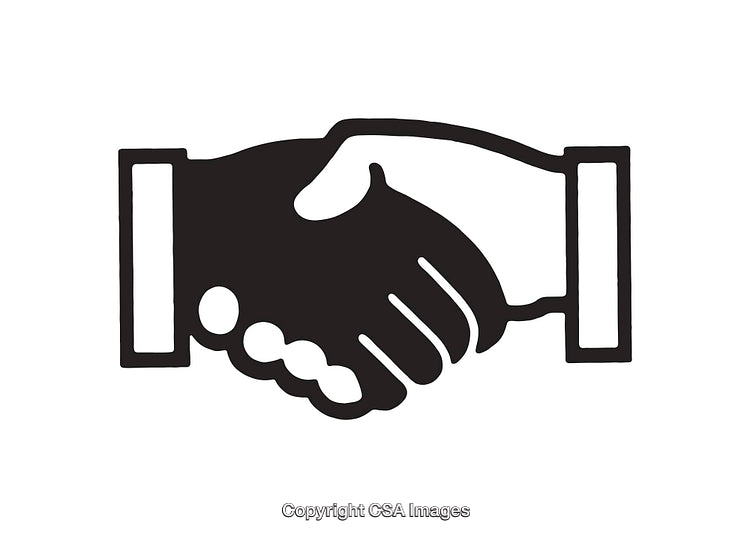 Icon of a Black and White Handshake Symbolizing Agreement and Partnership