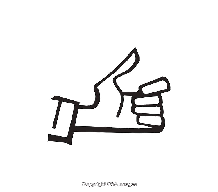 Black and White Line Art of a Thumbs-Up Gesture