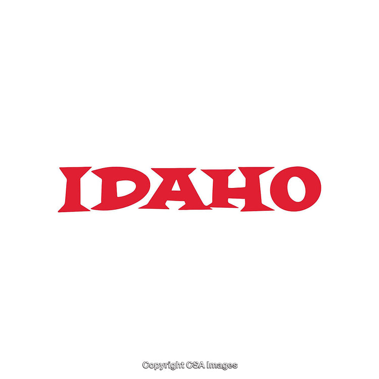 Bold Red Idaho Text Illustration on White Background
