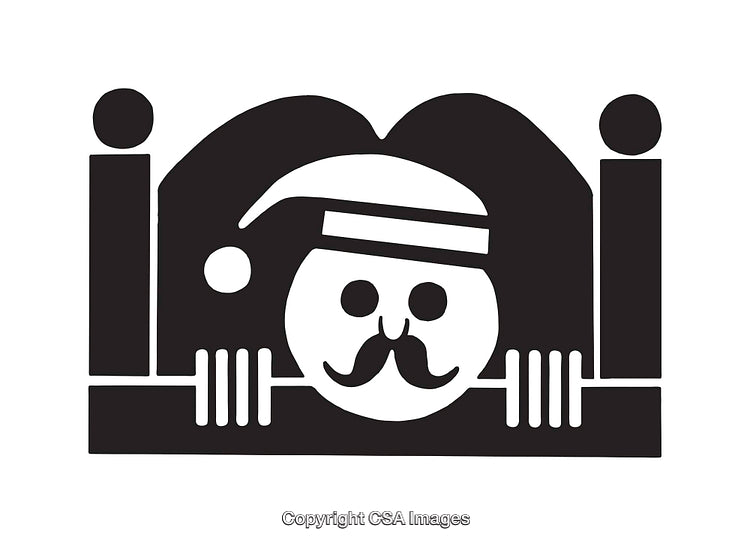 Santa Claus Silhouette Icon in Black and White Design Style