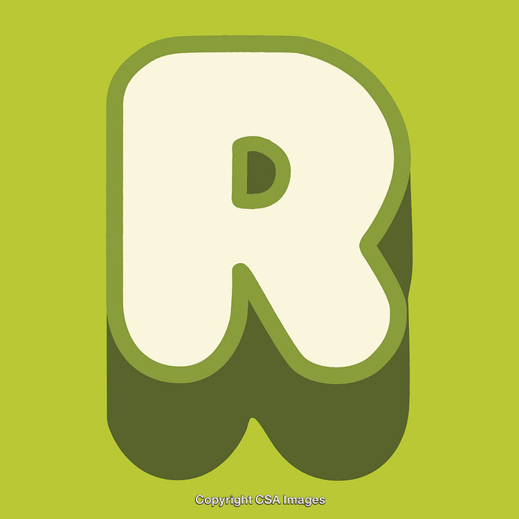 Bold Stylized Letter R in Green with 3D Effect