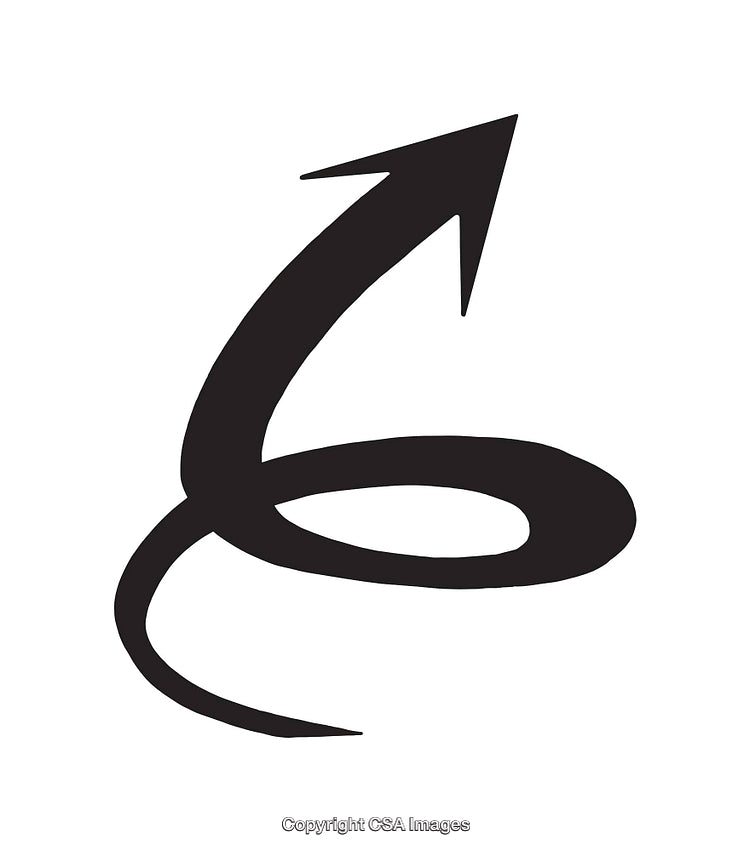 Bold Black Spiral Arrow Illustration on a White Background