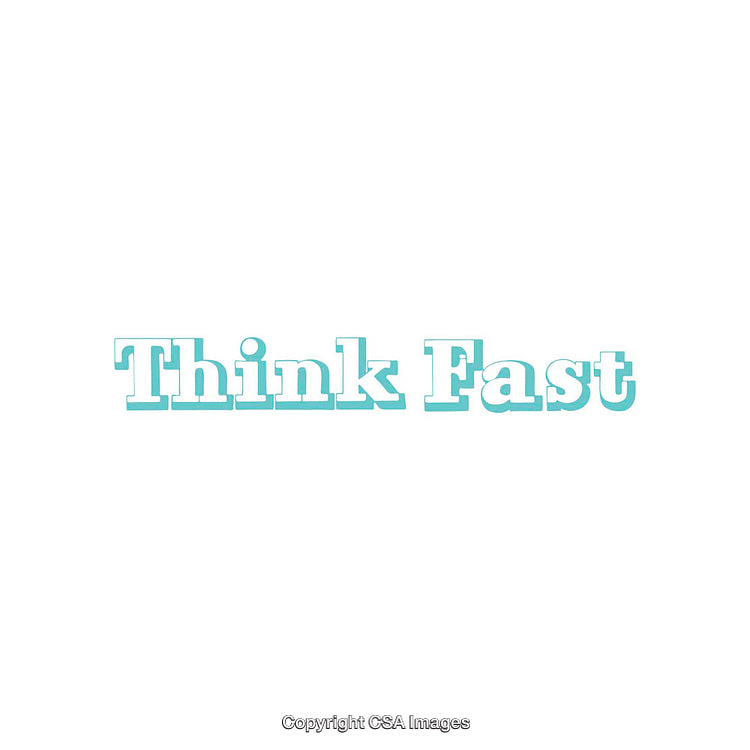 Minimalist Typography Saying 'Think Fast' in Blue and White