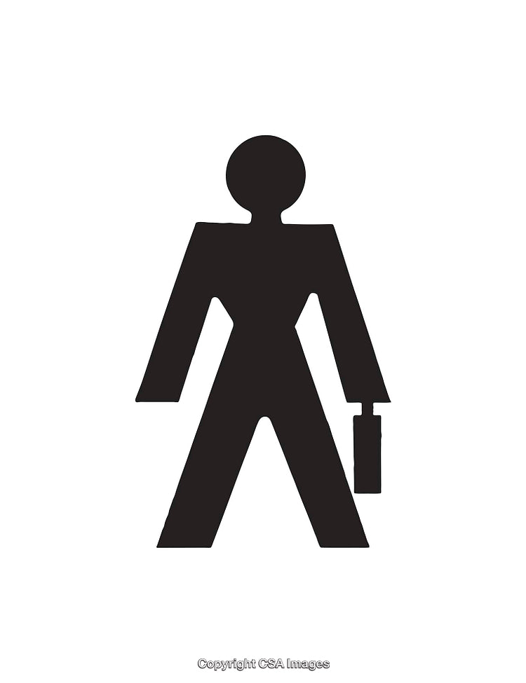 Black and White Icon of a Person with Briefcase