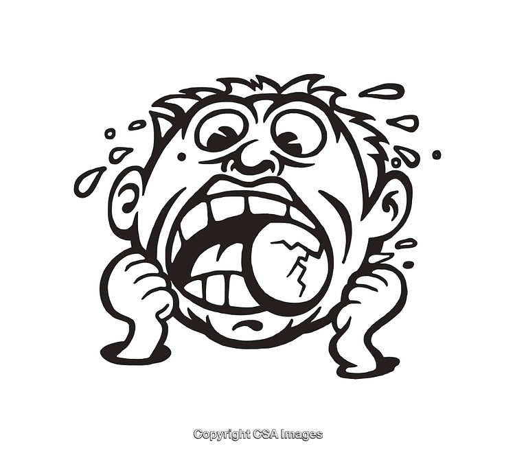 Black and White Line Art of an Expressive Face in Distress