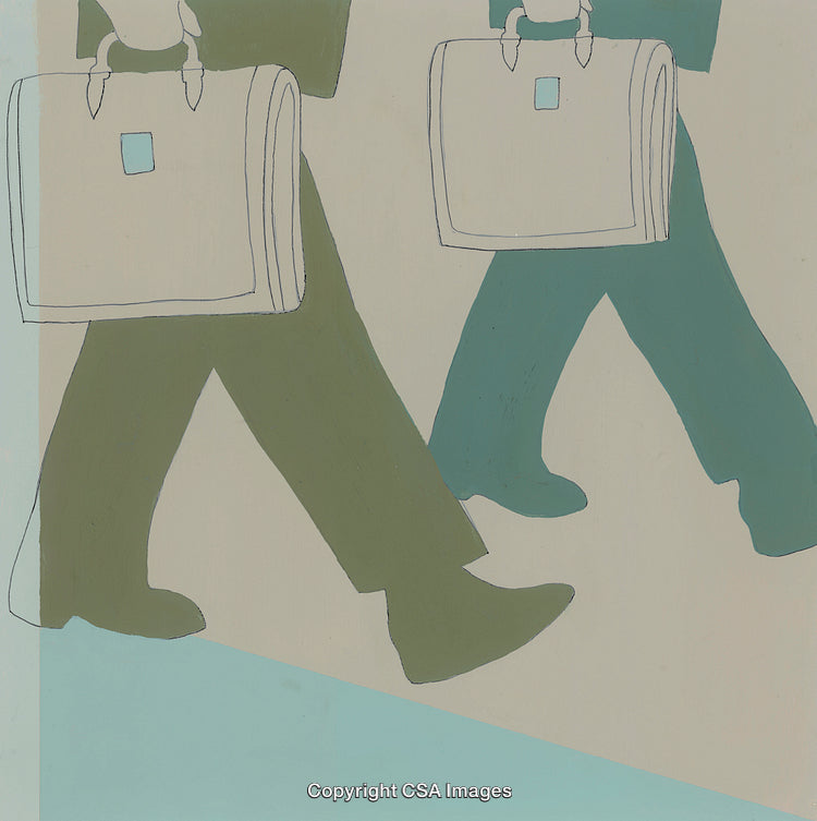 Two Men Walking with Briefcases