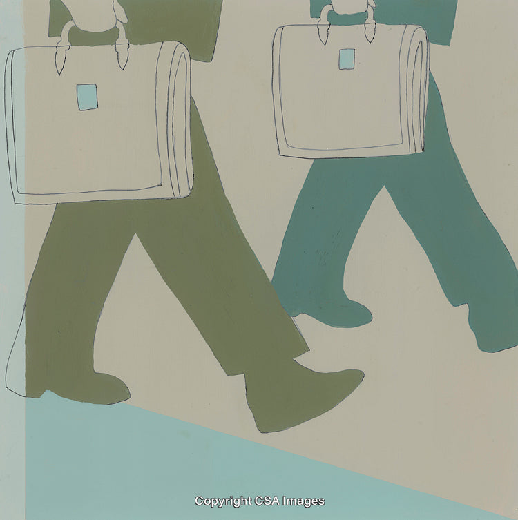 Two Men Walking with Briefcases