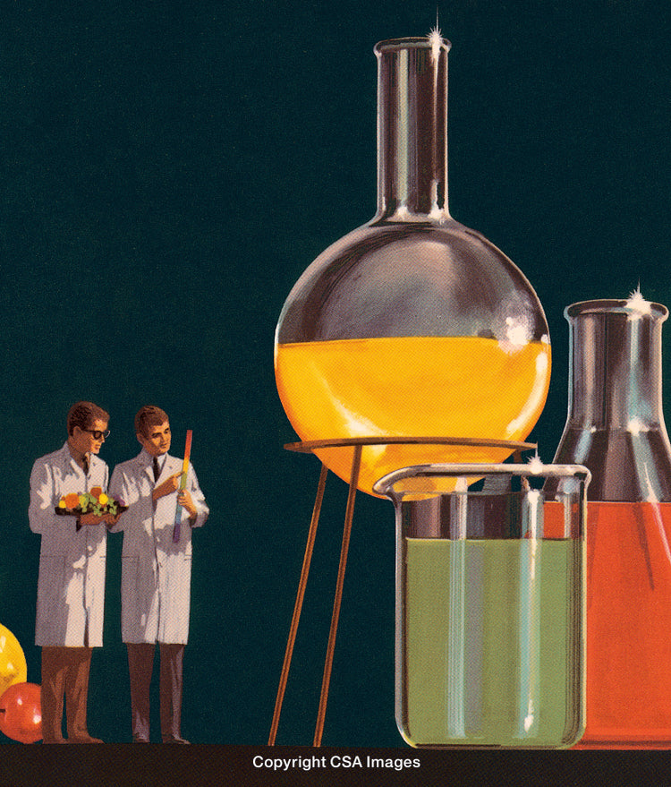 Scientists Conduct Experiments with Colorful Chemicals in Laboratory Environment