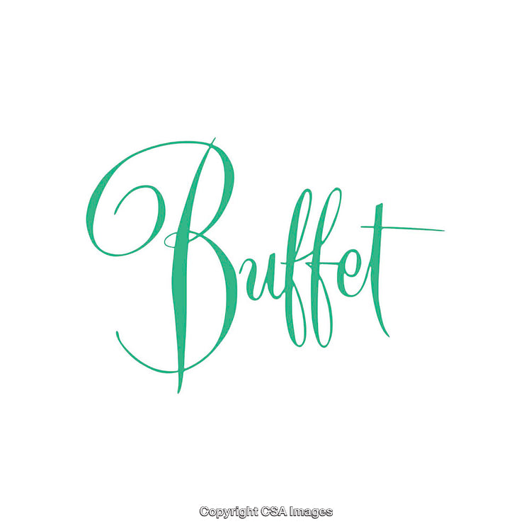 Elegant Handwritten Calligraphy Displaying the Word Buffet in Green Script