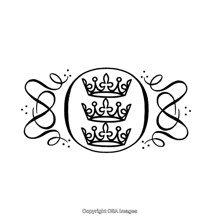Elegant Black And White Border Featuring Triple Crown Design