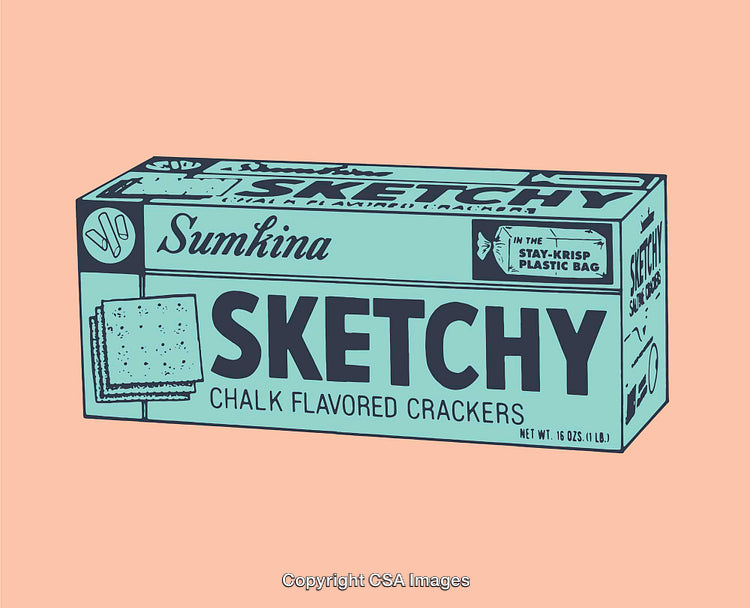 Vintage-Style Satirical Sketch of Biscuit Packaging Design