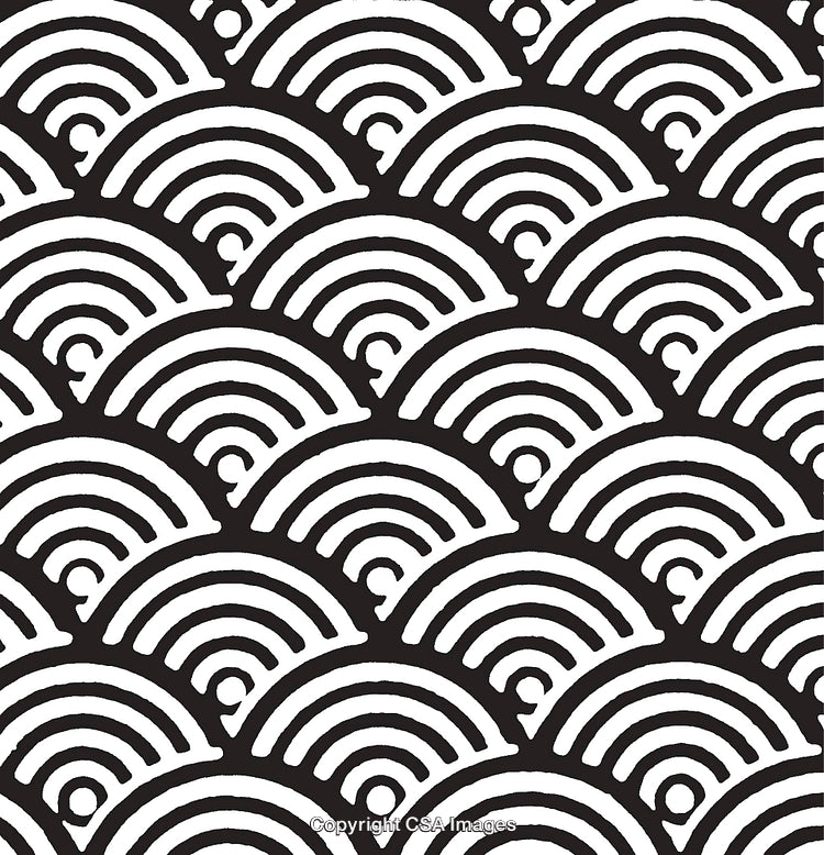 Geometric Black and White Pattern With Semi-Circles and Lines