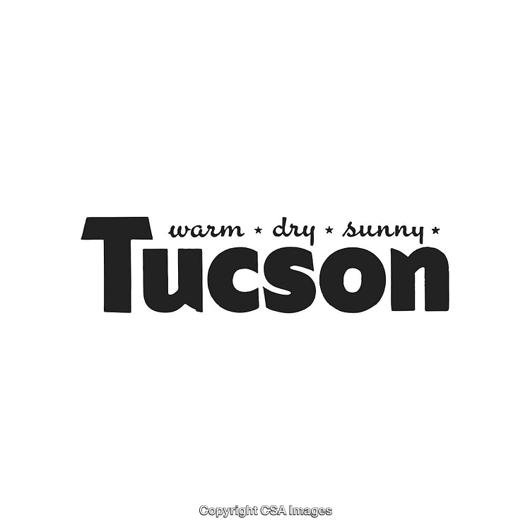 Stylized Graphic Displaying Tucson's Unique Climate and Friendly Atmosphere