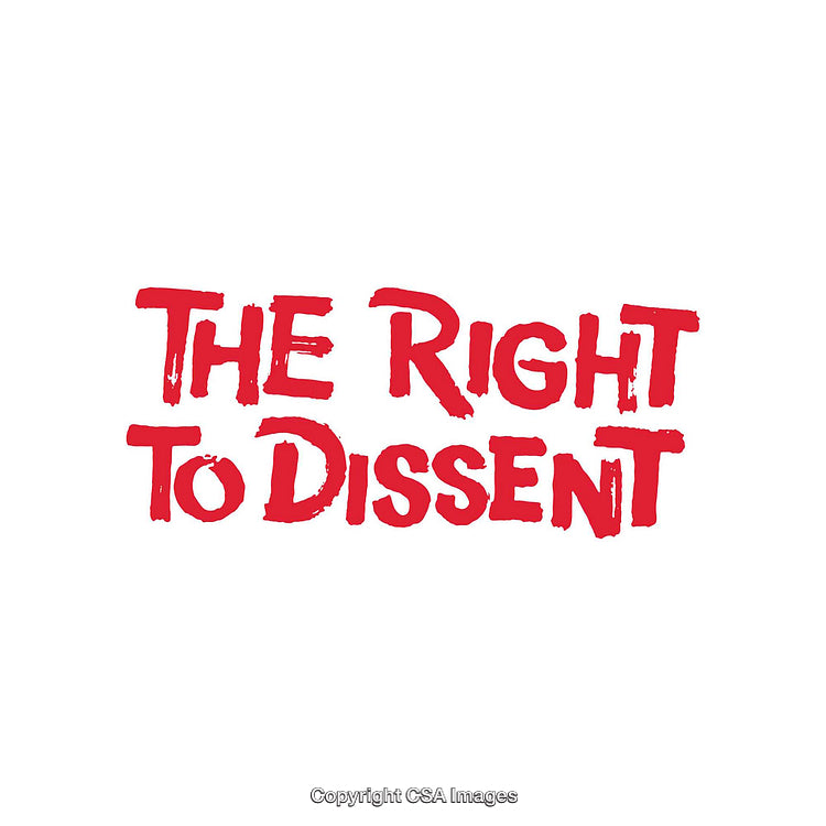 Bold Typography Depicting the Right to Dissent in Red Text on White Background