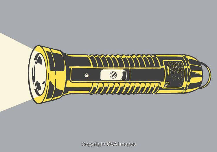 Illustration of a Flashlight in Colorful Line Art Design