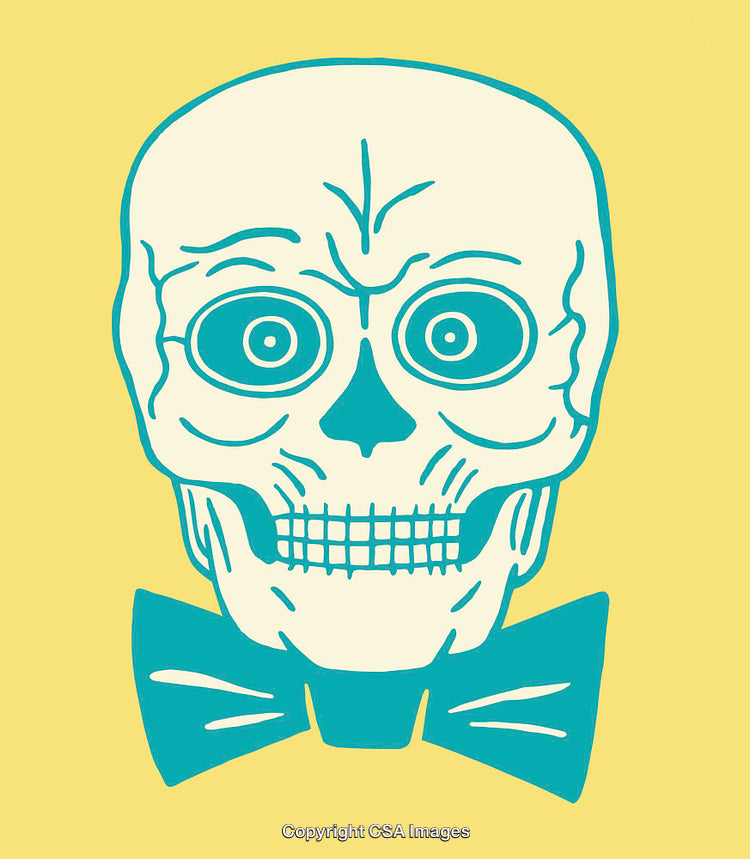 Yellow and Blue Skeleton Illustration Depicting Creative and Abstract Design