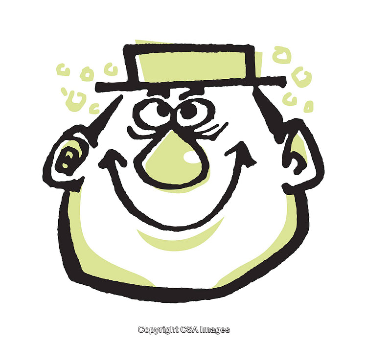Playful Cartoon Illustration of a Smiling Man Wearing a Hat