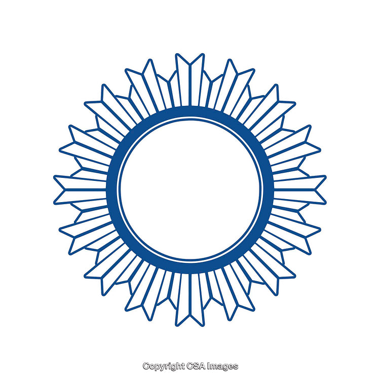 Geometric Circular Emblem With Sharp Rays and Blank Center Design
