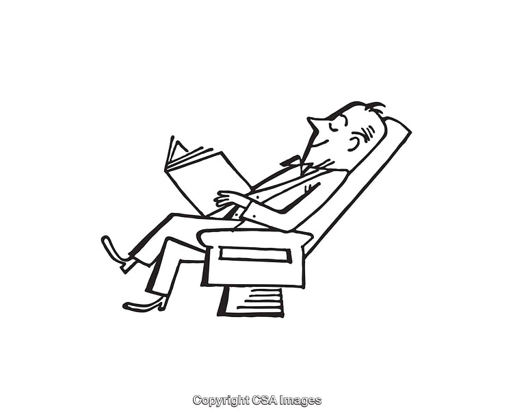 Illustration of Relaxed Individual Reading a Book in a Reclined Position