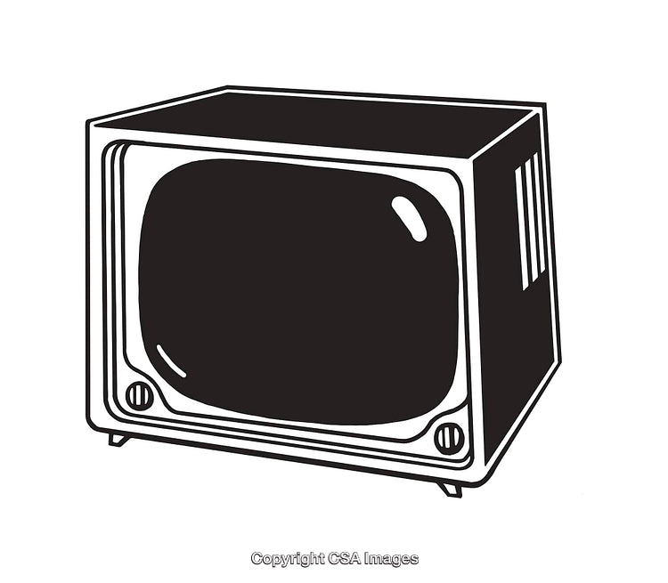 Vintage Television Line Art Illustration in Black and White