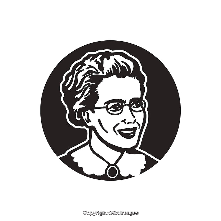 Black and White Line Art Portrait Drawing with Circular Background