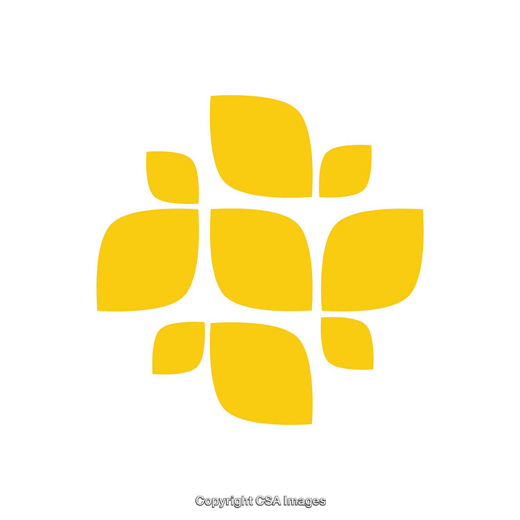 Yellow Geometric Abstract Design with Curved Shapes on White Background