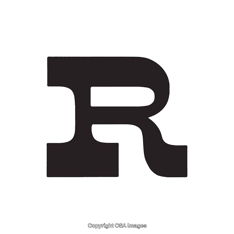 Bold Black Letter R Isolated on a White Background
