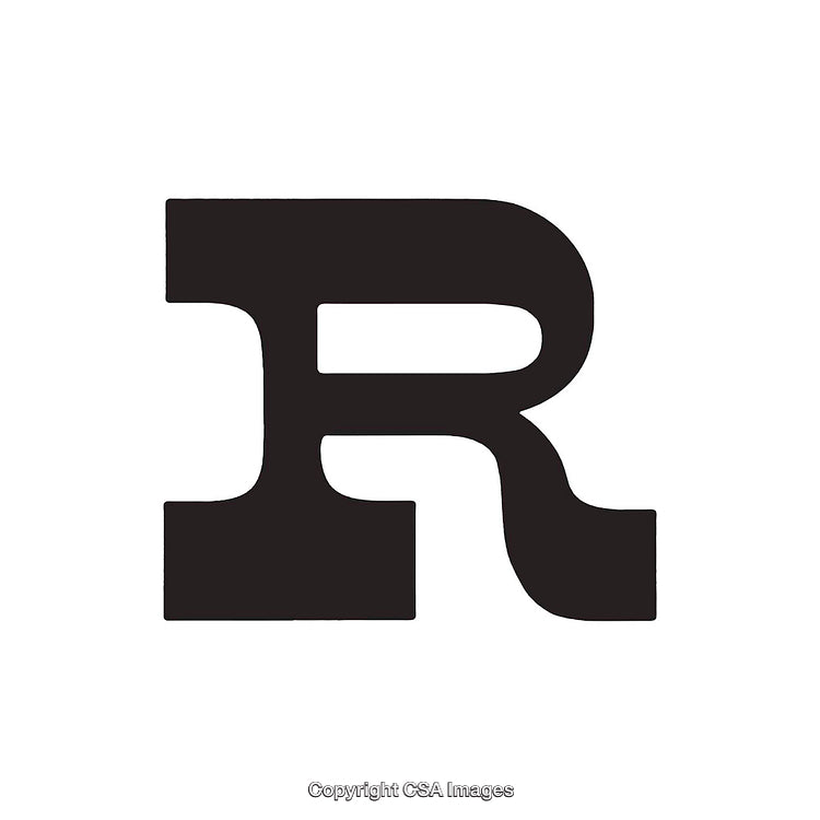 Bold Black Letter R Isolated on a White Background