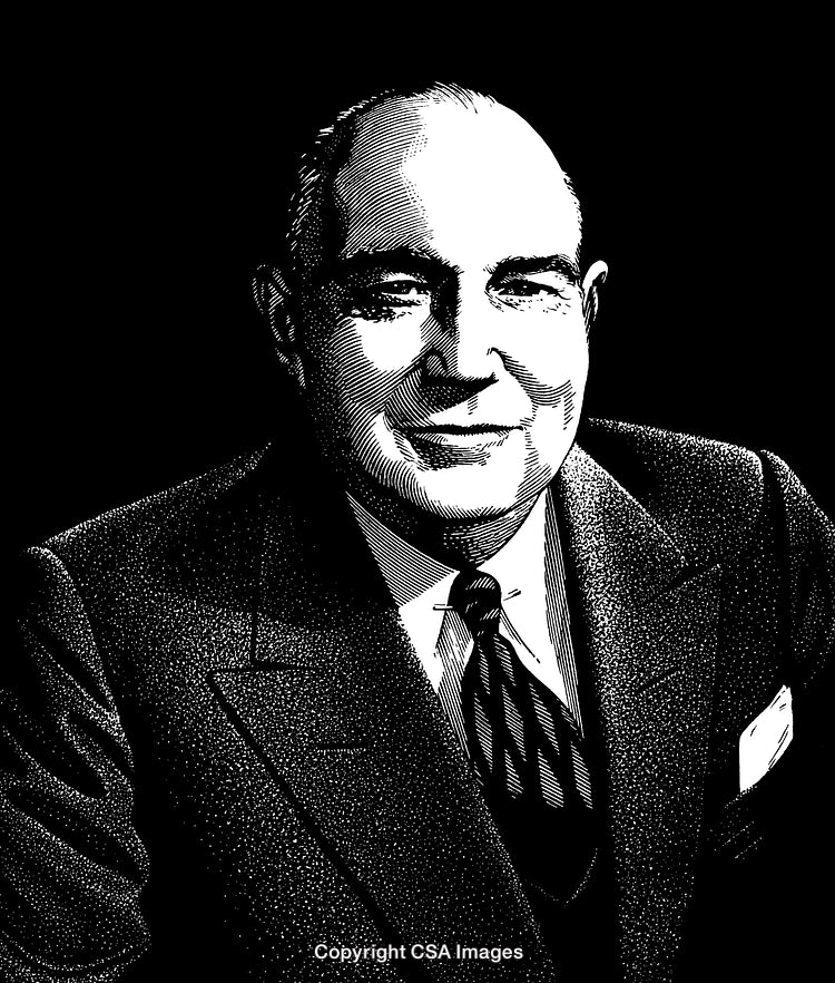 Black and White Engraving of a Professional Gentleman in Formal Attire