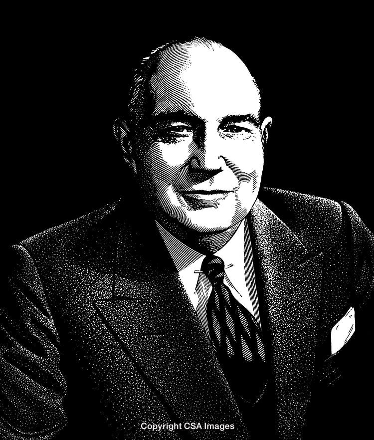 Black and White Engraving of a Professional Gentleman in Formal Attire
