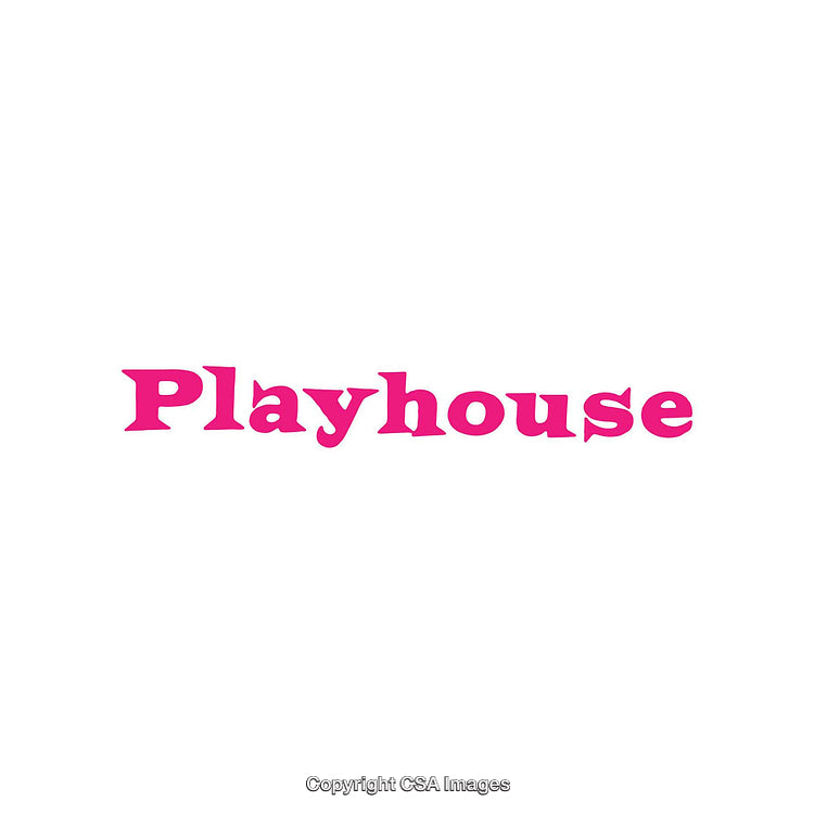 Pink Playhouse Text on White Minimalistic Background