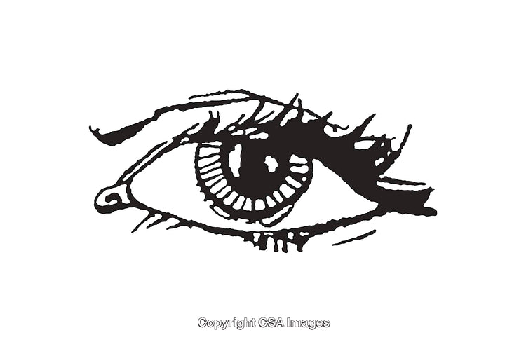 Detailed Black and White Line Art Illustration of a Human Eye
