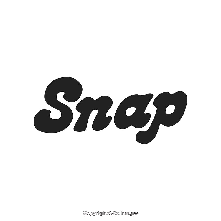 Black Retro Typography Displaying the Single Word Snap on White Background