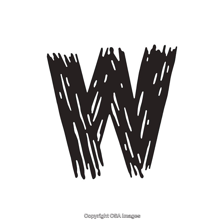 Rustic Distressed Hand-Drawn Letter W on White Background