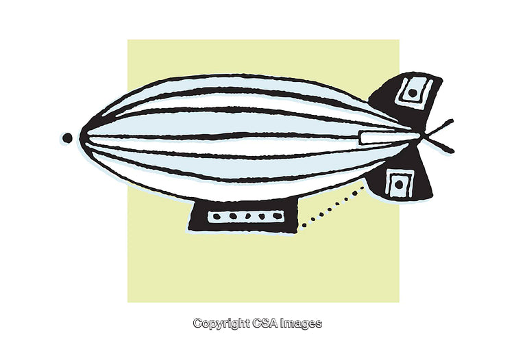 Colorful Illustration of a Retro Airship with Artistic Details
