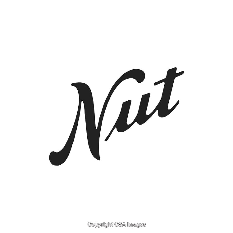 Elegant Black Script Text Reading 'Nut' on White Background