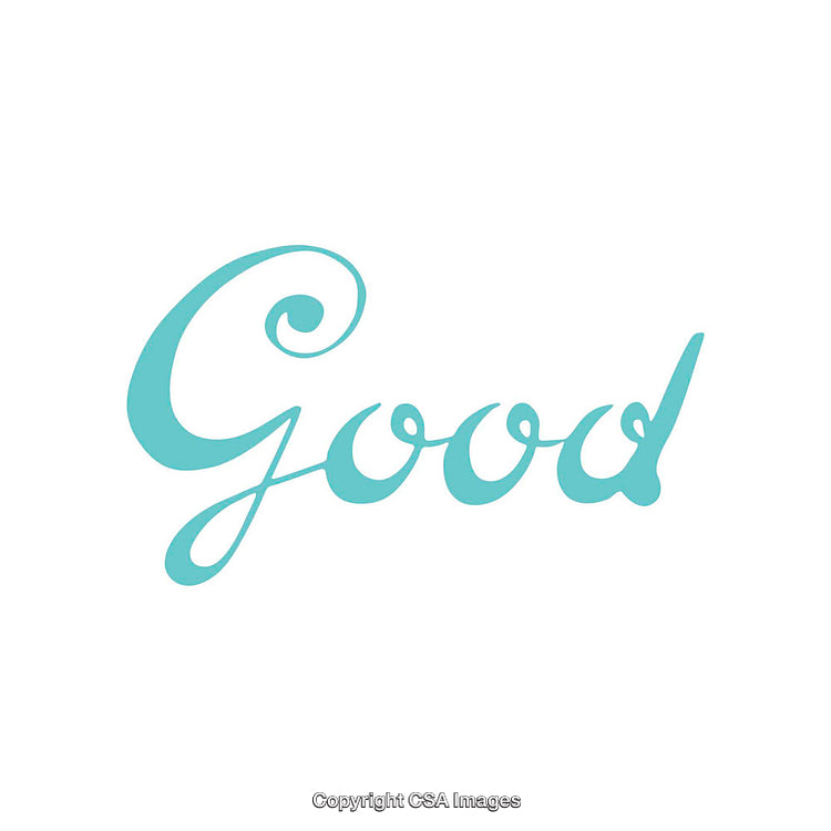 Elegant Turquoise Handwritten Good Word Isolated on White Background
