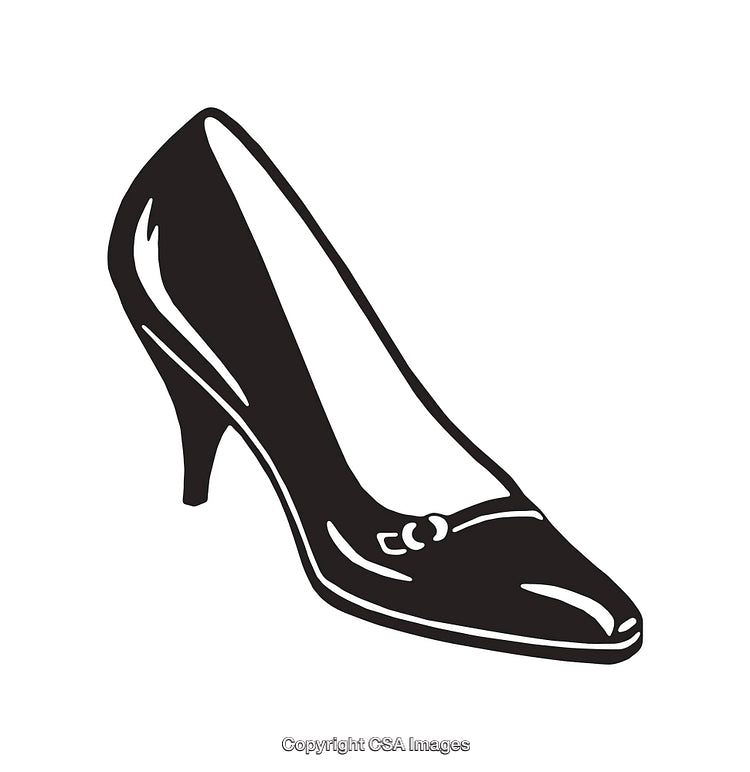 Stylish High Heel Shoe Illustration in Black and White Line Art