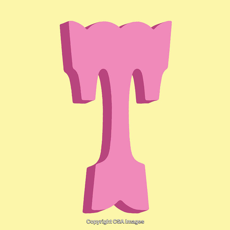 Pink Stylized Letter T on a Light Yellow Background