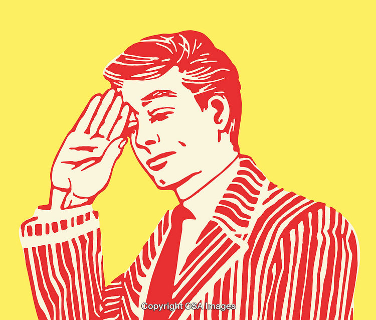 Retro Style Line Art Illustration of Man in Business Attire with Salute